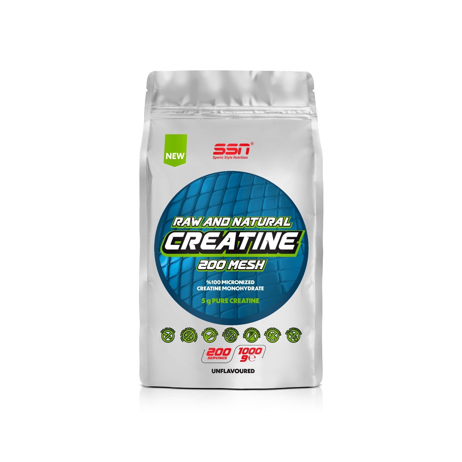 Raw and Natural Creatine 200 Mesh 1000 G (Aromasız)